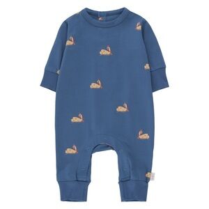 Tiny Cottons Swans One Piece - Soft Blue/Toffee 12M